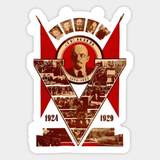 Vladimir Lenin V 5 Year Death Commemoration 1924-1929 Soviet Poster Sticker